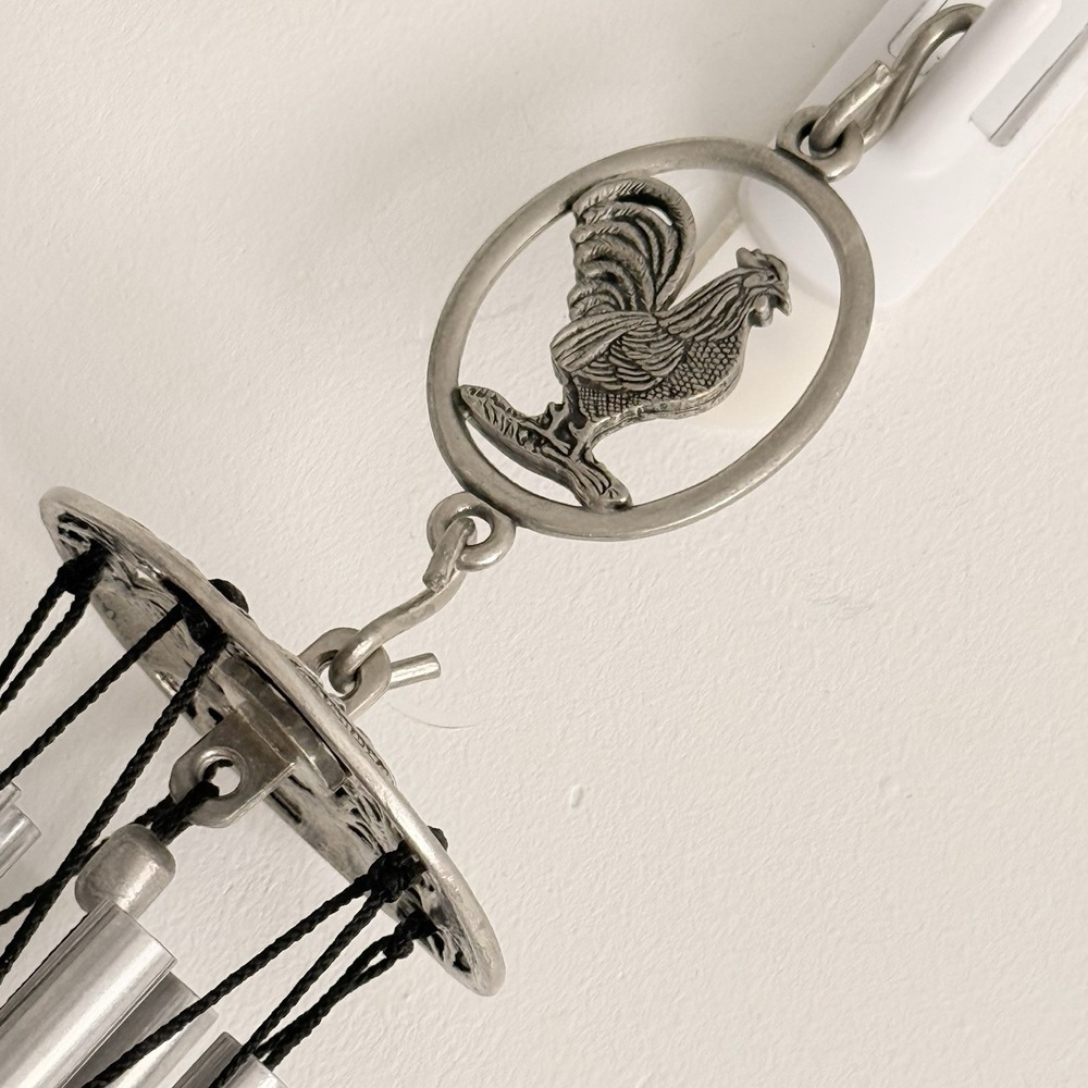 Whispering Winds Fine Pewter Windchimes Rooster Farmhouse 13" VTG‎ 2002 garden